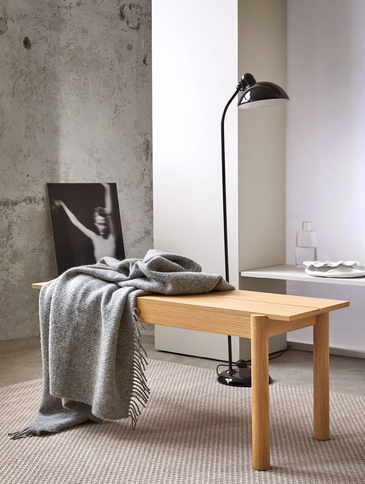 Falketind ullpläd naturlig grå
