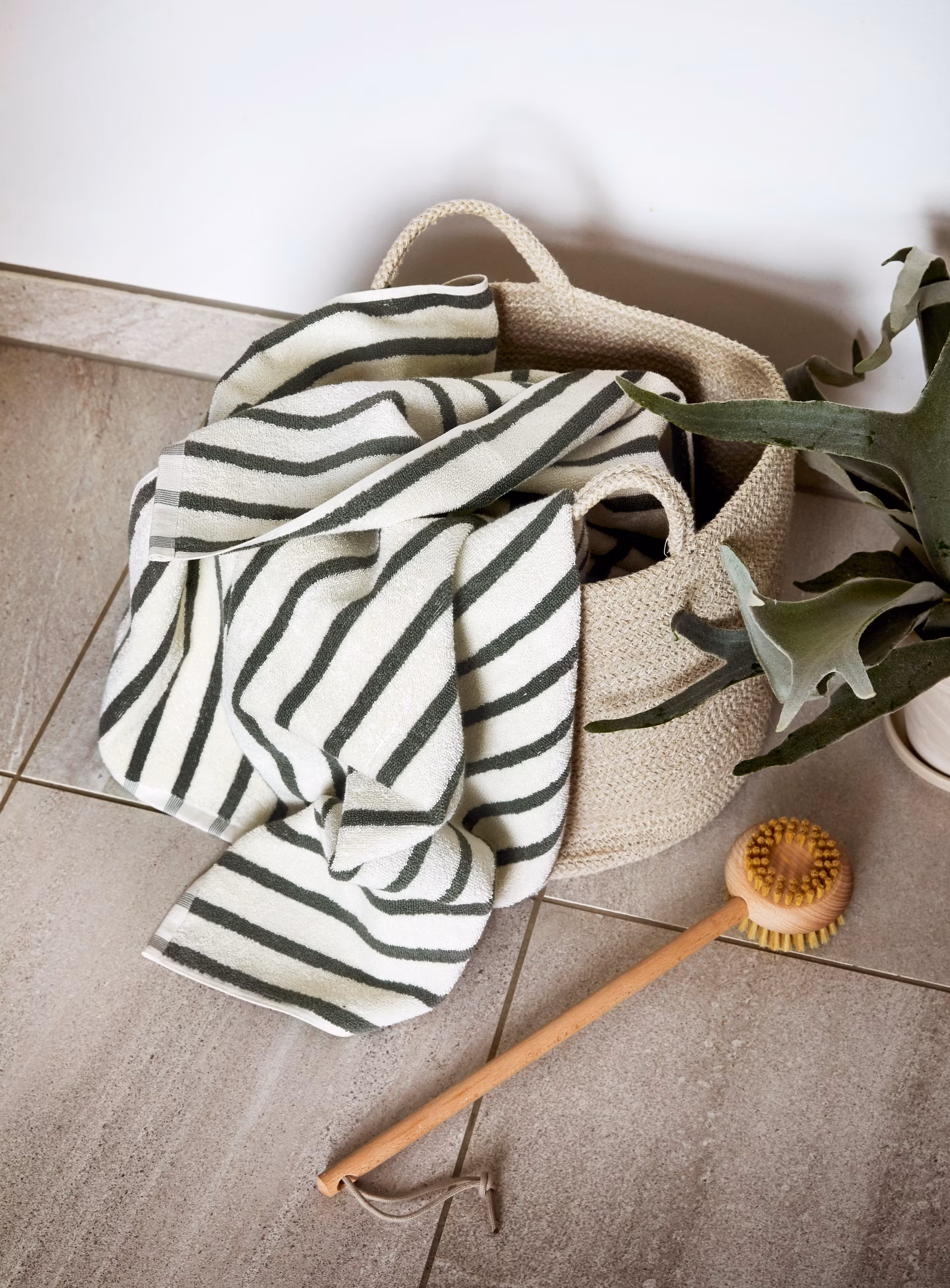 Everyday rand handduk ockra