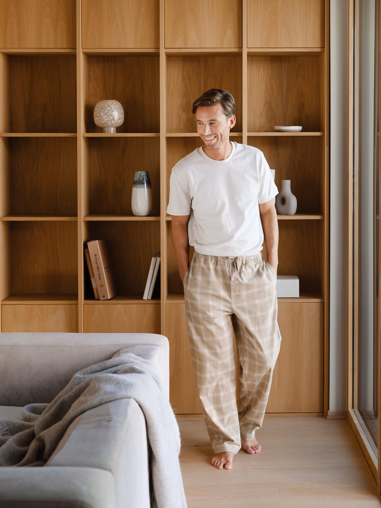 Ravnen herrpyjamasbyxa beige